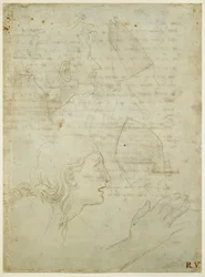 Recto: Studies van een Hoofd en een Hand. Verso: Ruwe schets van de sonnetten "Come non podde dir" en "Amor tu m"envesscati", WA1846.187